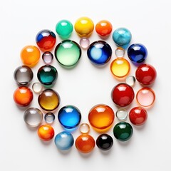 Colorful Glass Marbles on White Background