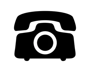Fotobehang Symbol starego telefonu, czarna ikona na białym tle © piotrszczepanek