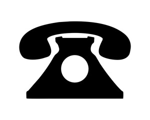 Symbol starego telefonu, czarna ikona na białym tle - obrazy, fototapety, plakaty