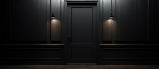 Illustration of a concept logo for a black room door