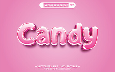 3d Editable pink candy illustrator vector text style effect