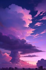 Fototapeta na wymiar Beautiful purple clouds, vertical composition 