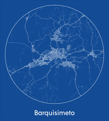 City Map Barquisimeto Venezuela South America blue print round Circle vector illustration