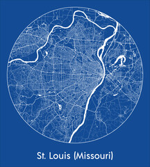 City Map St. Louis Missouri United States North America blue print round Circle vector illustration - obrazy, fototapety, plakaty
