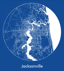 City Map Jacksonville United States North America blue print round Circle vector illustration