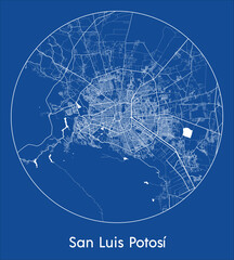 City Map San Luis Potosi Mexico North America blue print round Circle vector illustration