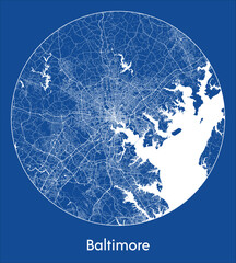 City Map Baltimore United States North America blue print round Circle vector illustration