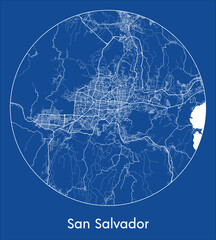 City Map San Salvador El Salvador North America blue print round Circle vector illustration