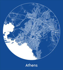 City Map Athens Greece Europe blue print round Circle vector illustration