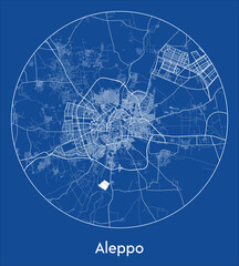 City Map Aleppo Syria Asia blue print round Circle vector illustration