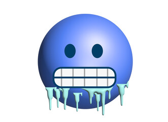 The 3D blue frozen head face icon