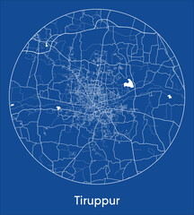 City Map Tiruppur India Asia blue print round Circle vector illustration