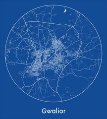 City Map Gwalior India Asia blue print round Circle vector illustration