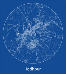 City Map Jodhpur India Asia blue print round Circle vector illustration
