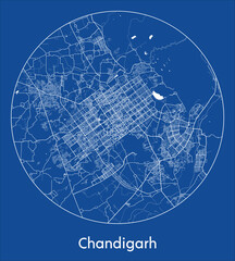City Map Chandigarh India Asia blue print round Circle vector illustration