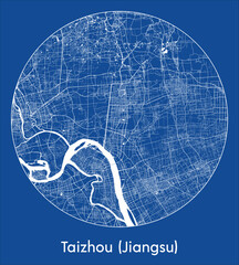City Map Taizhou Jiangsu China Asia blue print round Circle vector illustration