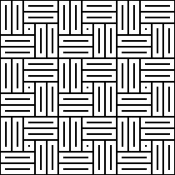 Parquet pattern. Basket weave motif. Braiding stripes ornament wallpaper. Seamless surface pattern design with white polygons. Digital paper for textile print, web designing. Vector art illustration.