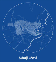 City Map Mbuji-Mayi Democratic Republic of Congo Africa blue print round Circle vector illustration