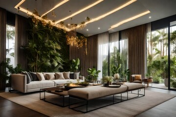 Fototapeta premium living room with a view created by AI.