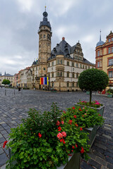 Fototapeta na wymiar Das Rathaus am Markt in der historische Altstadt der Skatstadt Altenburg, Thüringen, Deutschland