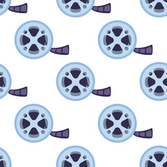 Seamless pattern film, movie, cassette, vector illustration