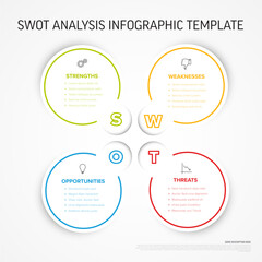 Vector simple SWOT illustration template with circles and icons
