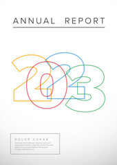 White annual report front cover page template with big color year numbers