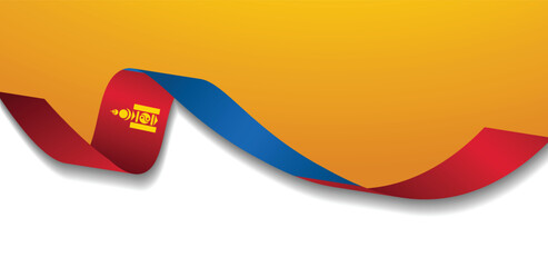 Mongolia flag ribbon vector background for Independence Day poster