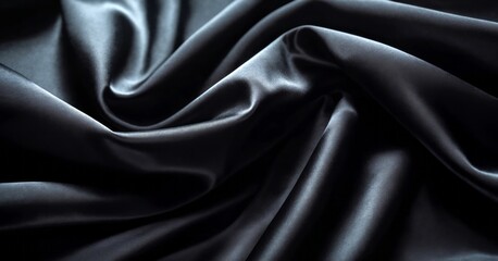 Obraz premium Fabric satin black silk wide background