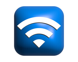 The 3D blue round corners wireless network icon