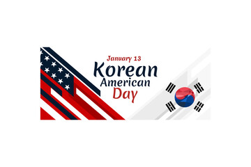 Korean American Day vector. Flag of South Korea and American flag icon vector isolated. Suitable for greeting card, poster and banner.