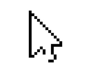 The black border pixelated white mouse cursor icon - 686260462