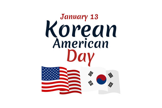 Korean American Day vector. Flag of South Korea and American flag icon vector isolated. Suitable for greeting card, poster and banner.