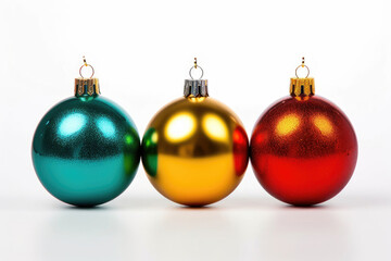 Three glass Christmas balls close up