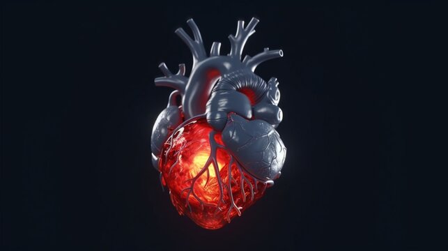 human heart.Super realistic Ultra HD cinematic illum.Generative AI