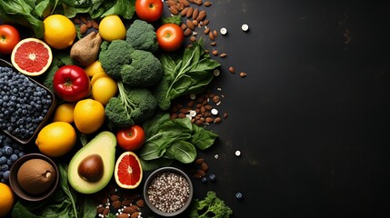 Fruits and vegetables-fruit and vegetables-vegetables on black