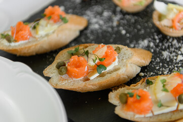 Buffet snacks at a banquet. buffet menu options