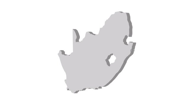 South Africa map 3d grey on white background. Dynamic 4K animation motion graphics unleashed.