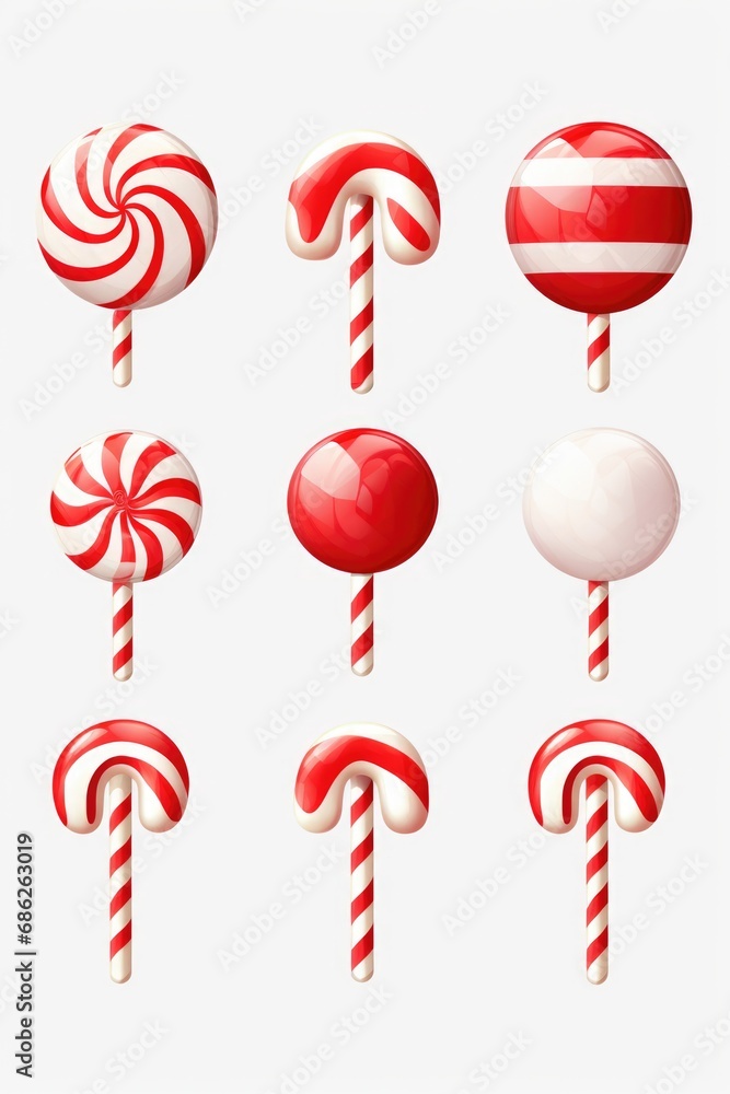 Poster a collection of various colored lollipops displayed on sticks. perfect for sweet treats and candy-th