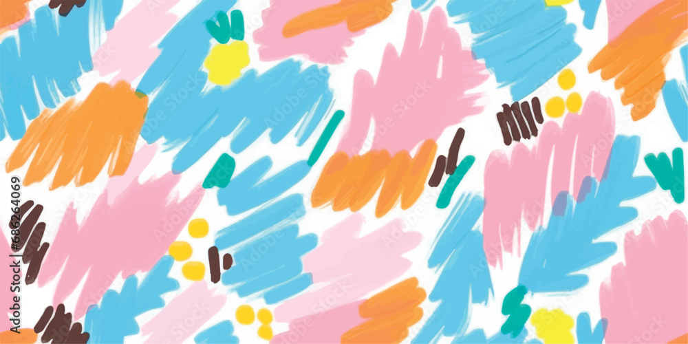 Poster vector hand draw pattern with abstract geometric shapes in memphis style. modern trendy graphic prin