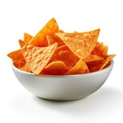 Doritos in White Bowl Hyper Realistic Closeup Photo with High Resolution and Detailed Texture