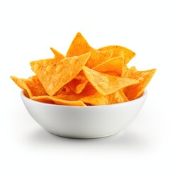 Doritos in White Bowl Hyper Realistic Closeup Photo with High Resolution and Detailed Texture
