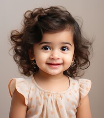 Adorable Indian Baby Girl in Trendy Outfit Joyful Smile and Expressive Eyes