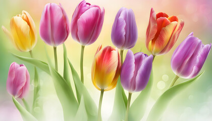tulips on the bright background