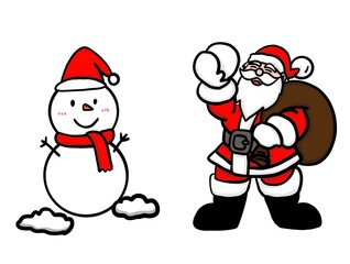 santa claus and snowman