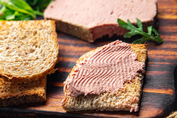 pate with foie gras poultry liver healthy eating cooking appetizer meal food snack on the table copy space