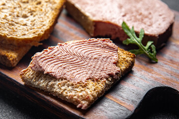pate with foie gras poultry liver healthy eating cooking appetizer meal food snack on the table...