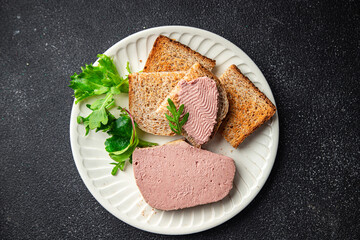 pate with foie gras poultry liver healthy eating cooking appetizer meal food snack on the table copy space