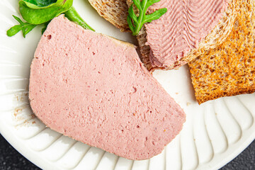 pate with foie gras poultry liver healthy eating cooking appetizer meal food snack on the table...