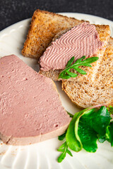 pate with foie gras poultry liver healthy eating cooking appetizer meal food snack on the table...